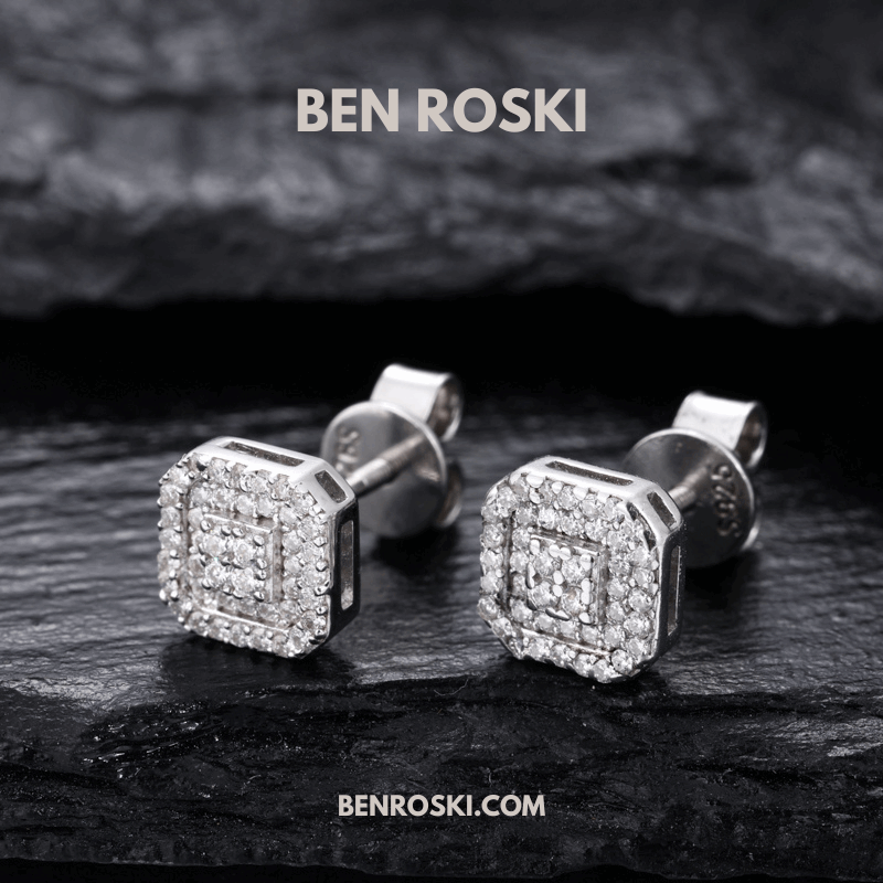 Square Halo Stud Earrings – 7MM | 1.49g | VVS1 Moissanite | GRA Certified