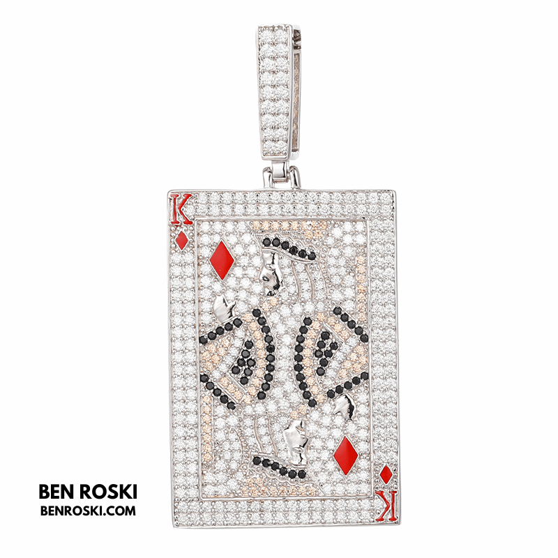 King of Diamonds Pendant – Playing Card Shape | VVS1 Moissanite | GRA Certified