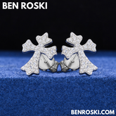 Cross Moissanite Stud Earrings Sterling Silver, Gold & Rose Gold | VVS Moissanite | GRA Certified