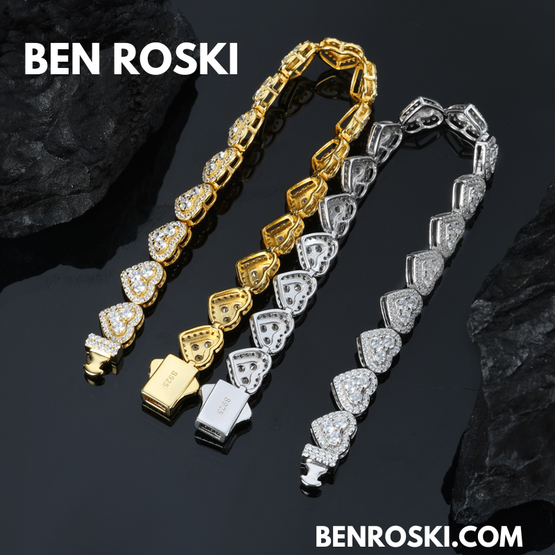 8MM Heart Moissanite Bracelet Sterling Silver, Gold, or Rose Gold | GRA Certified