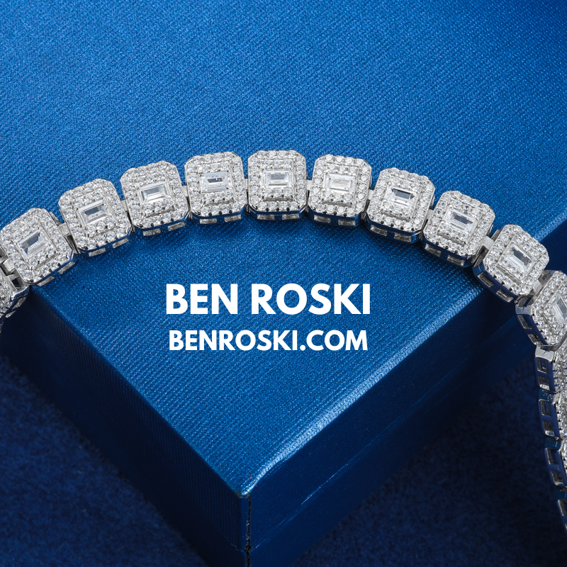 Square Moissanite Cluster Bracelet Sterling Silver | Gold & Rose Gold Plated | GRA Certified