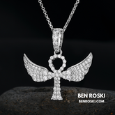 Angel Cross Pendant Necklace Sterling Silver or Gold/Rose Gold Plated | VVS Moissanite | GRA Certified