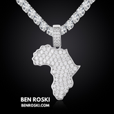 Africa Map Moissanite Pendant Sterling Silver or Gold/Rose Gold Plated | VVS Moissanite | GRA Certified