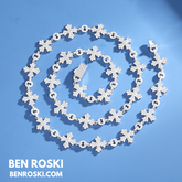 12MM Moissanite Cross Link Chain Sterling Silver, Gold, or Rose Gold | GRA Certified