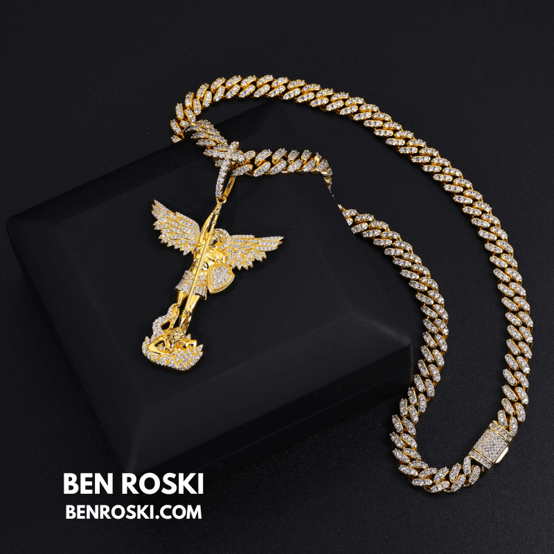 Archangel Michael Pendant – 77MM Height | VVS1 Moissanite | GRA Certified