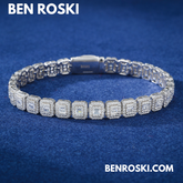 Square Moissanite Cluster Bracelet Sterling Silver | Gold & Rose Gold Plated | GRA Certified