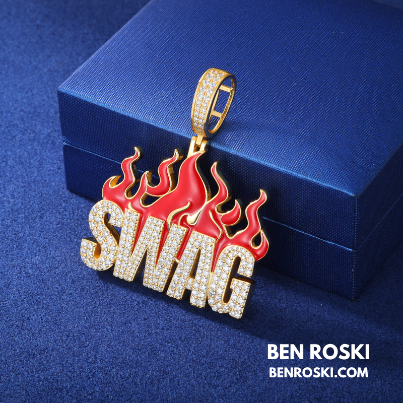 SWAG Flame Pendant Sterling Silver or Gold/Rose Gold Plated | VVS Moissanite | GRA Certified