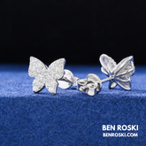Butterfly Stud Earrings Sterling Silver, Gold, or Rose Gold | VVS Moissanite | GRA Certified