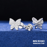 Butterfly Stud Earrings Sterling Silver, Gold, or Rose Gold | VVS Moissanite | GRA Certified