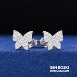 Butterfly Stud Earrings Sterling Silver, Gold, or Rose Gold | VVS Moissanite | GRA Certified