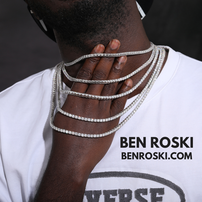 Moissanite Tennis Chain Necklace 3MM Sterling Silver, Gold & Rose Gold | VVS1 Moissanite | GRA Certified