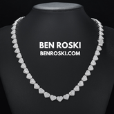 8MM Heart Moissanite Chain Sterling Silver, Gold, or Rose Gold | GRA Certified