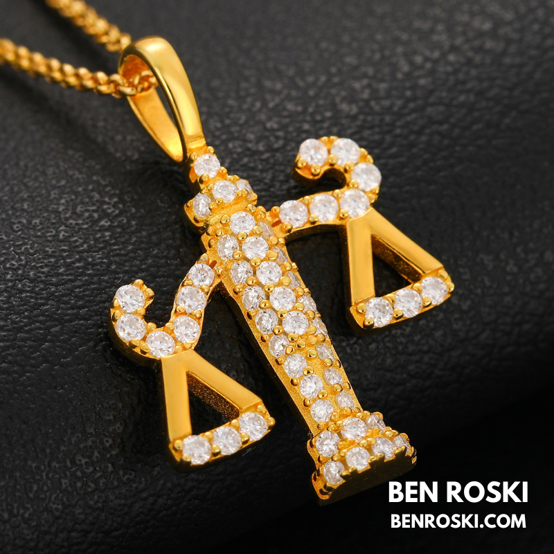 Scales of Justice Pendant Sterling Silver, Gold, or Rose Gold | VVS Moissanite | GRA Certified