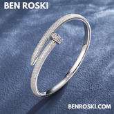 Nail Moissanite Bangle Sterling Silver, Gold Plated & Rose Gold Plated over 925 Silver | GRA Certified