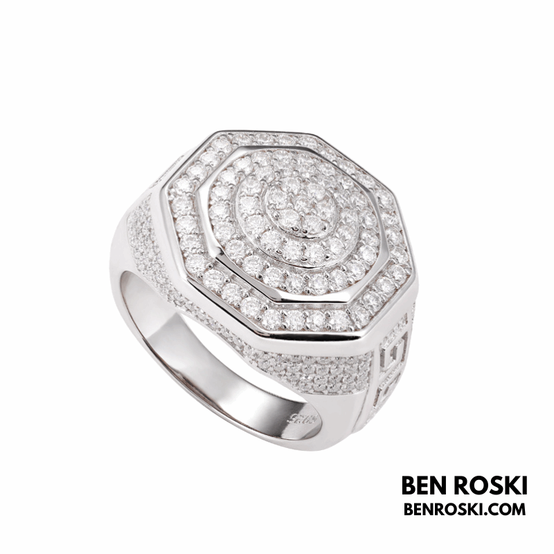 Octagon Cluster Moissanite Ring Sterling Silver, Gold, or Rose Gold | VVS Moissanite | GRA Certified