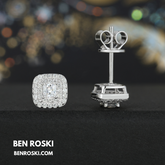 Cushion Halo Stud Earrings Sterling Silver, Gold, or Rose Gold | VVS Moissanite | GRA Certified