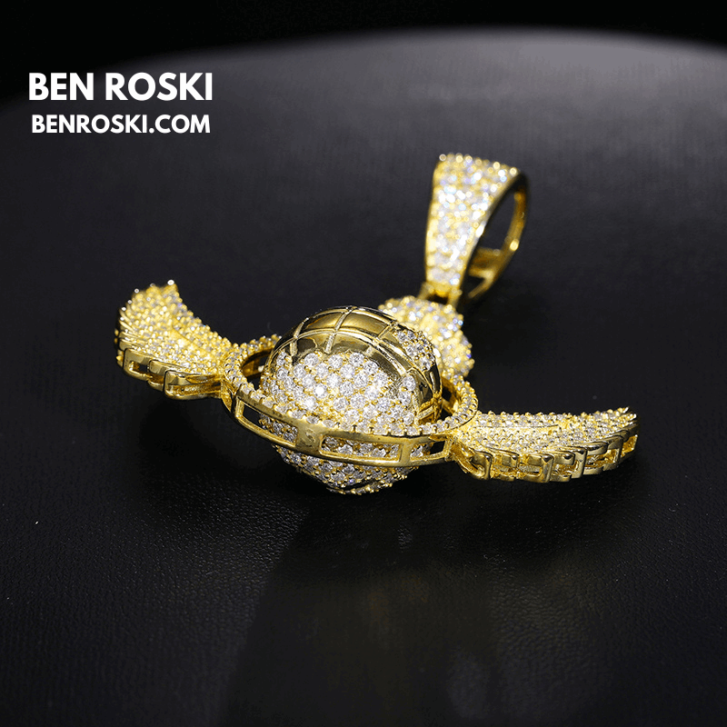 Globe Wings Moissanite Pendant – 44MM Height | VVS1 Moissanite | GRA Certified