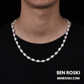 7MM Moissanite Cushion Link Chain Necklace – 22 Inch Sterling Silver, Gold, or Rose Gold | VVS D Color Stones | GRA Certified