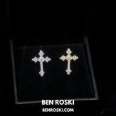 Moissanite Cross Stud Earrings Sterling Silver, Gold, or Rose Gold | VVS Moissanite | GRA Certified