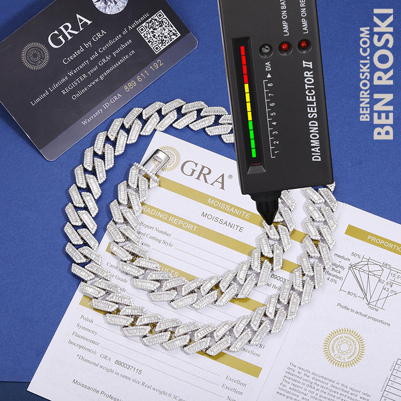 Iced Cuban Link Chain Sterling Silver Multiple Width Options | Moissanite