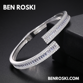 8MM Moissanite Baguette Bangle Sterling Silver, Gold Plated & Rose Gold Plated over 925 Sterling Silver | GRA Certified