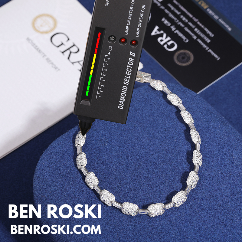 7MM Moissanite Bracelet Sterling Silver | GRA Certified | Gold & Rose Gold Plated