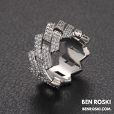 Cuban Link Band Ring Sterling Silver | VVS Moissanite| Gold, Silver & Rose Gold | GRA Certified