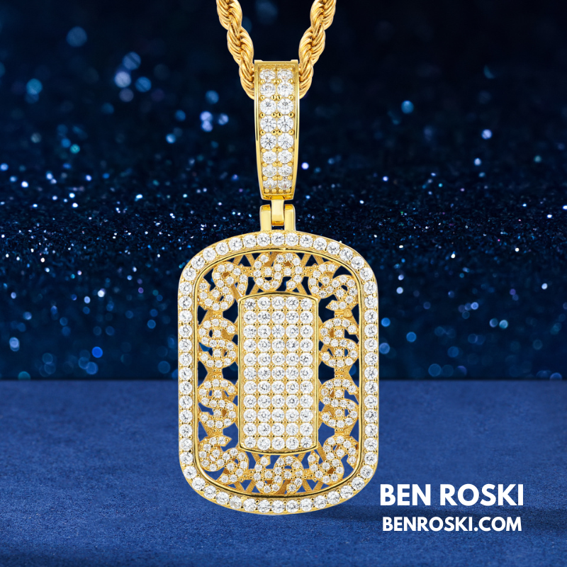 Iced Cuban Frame Pendant Sterling Silver or Gold / Rose Gold Plated | VVS Moissanite | GRA Certified