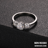 Three-Stone Moissanite Engagement Ring Sterling Silver, Gold & Rose Gold | GRA Certified