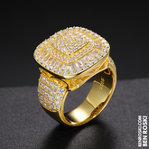 Iced-Out Moissanite Square Cluster Ring Sterling Silver, Gold, Rose Gold & Silver | GRA Certified