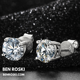 Round-Cut Moissanite Stud Earrings Sterling Silver or Gold / Rose Gold Plated | GRA Certified