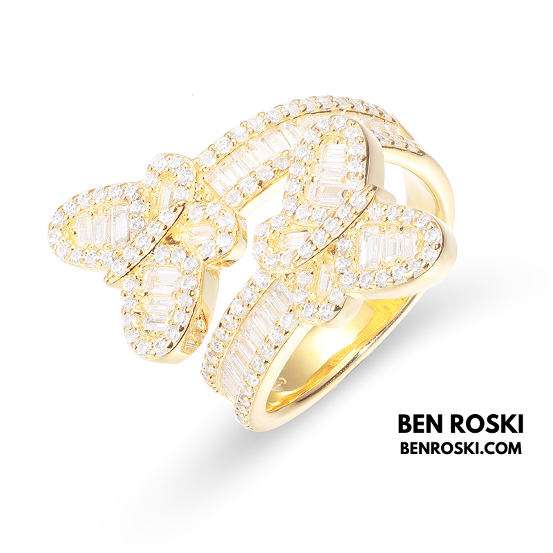 Butterfly Moissanite Ring Sterling Silver, Gold, or Rose Gold | VVS Moissanite | GRA Certified