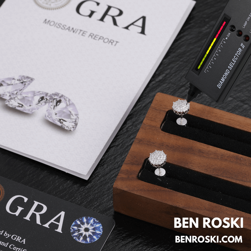 Cluster Stud Earrings Sterling Silver, Gold, or Rose Gold | VVS Moissanite | GRA Certified