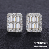 Rectangle Baguette Moissanite Stud Earrings Sterling Silver, Gold & Rose Gold | VVS Moissanite | GRA Certified