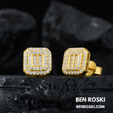 Square Cluster Moissanite Stud Earrings Sterling Silver or Gold/Rose Gold Plated | VVS Moissanite | GRA Certified