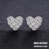 Heart Moissanite Cluster Stud Earrings Sterling Silver, Gold, or Rose Gold | VVS Moissanite | GRA Certified