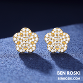 Flower Cluster Stud Earrings Sterling Silver, Gold, or Rose Gold Plated | VVS Moissanite | GRA Certified