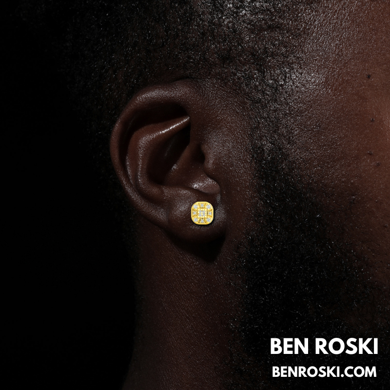 Cushion Cluster Stud Earrings Sterling Silver or Gold Plated or Rose Gold | VVS Moissanite | GRA Certified