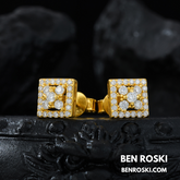 Square Cluster Stud Earrings Sterling Silver, Gold & Rose Gold Plated | VVS Moissanite | GRA Certified