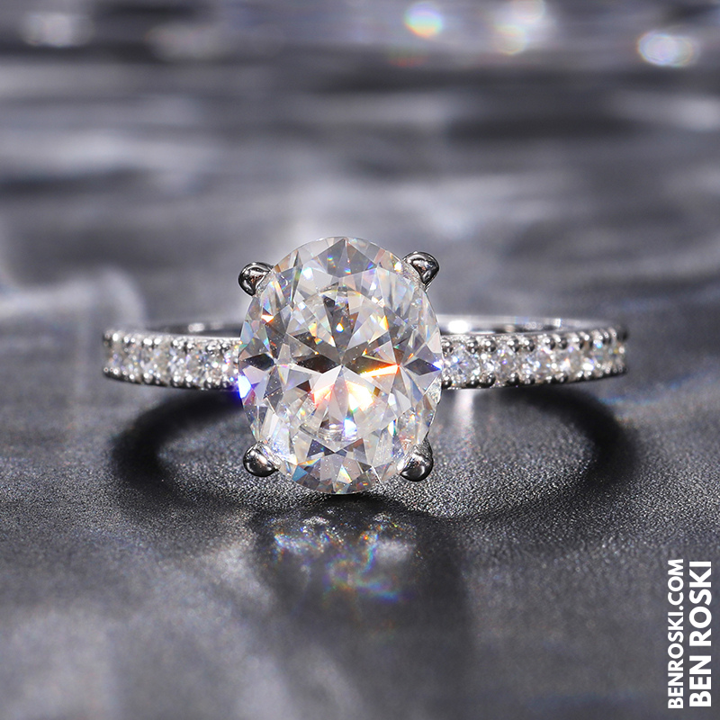 Classic Moissanite Engagement Ring Sterling Silver, Gold, or Rose Gold | VVS1 Moissanite | GRA Certified