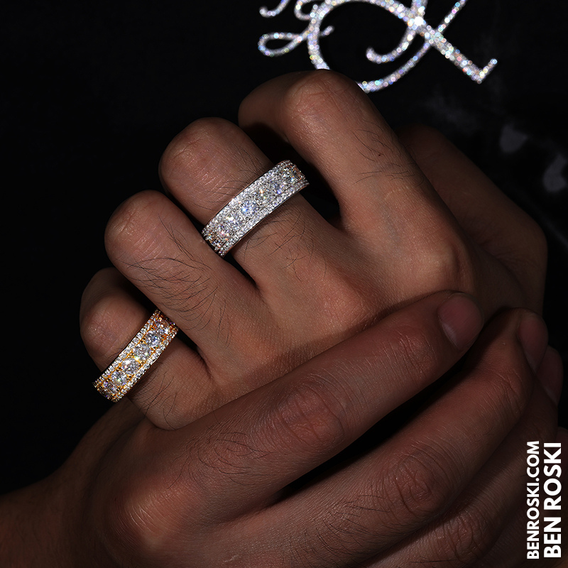 8MM Eternity Band Ring Sterling Silver, Gold & Rose Gold | VVS Moissanite | GRA Certified |