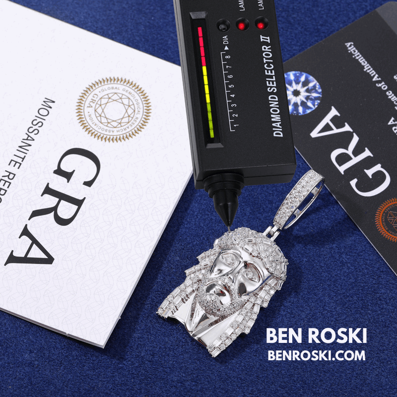 Jesus Face Pendant Sterling Silver, Gold, or Rose Gold | VVS Moissanite | GRA Certified