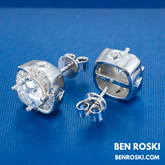 Moissanite Halo Stud Earrings Sterling Silver or Gold/Rose Gold Plated | VVS Moissanite | GRA Certified