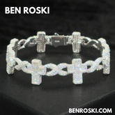 Iced Cross Moissanite Bracelet – 15MM | 7 &8-Inch | Solid 925 Sterling Silver | GRA Certified | Gold & Rose Gold Plated Variants