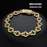 Iced-Out Clover Link Necklace Sterling Silver, Gold & Rose Gold | VVS Moissanite | GRA Certified