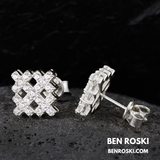 Geometric Cluster Stud Earrings Sterling Silver, Gold, or Rose Gold | VVS Moissanite | GRA Certified