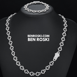 Iced-Out Clover Link Necklace Sterling Silver, Gold & Rose Gold | VVS Moissanite | GRA Certified