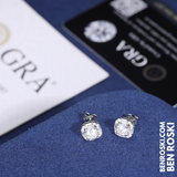 Baguette Halo Stud Earrings Sterling Silver or Gold/Rose Gold Plated | VVS Moissanites | GRA Certified