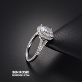 3CT Moissanite Halo Engagement Ring Sterling Silver, Gold & Rose Gold | GRA Certified