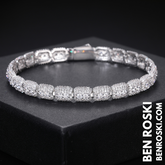 7MM Moissanite Cluster Link Bracelet – 7-Inch & 8-Inch | 925 Sterling Silver | GRA Certified | Gold & Rose Gold Plated